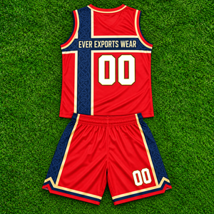 Conjunto de Uniforme de Baloncesto Personalizado con Camiseta sin Mangas Roja, Azul Marino y Blanca y Pantalones Cortos a Juego para Equipos Juveniles y Adultos - Product Image 2