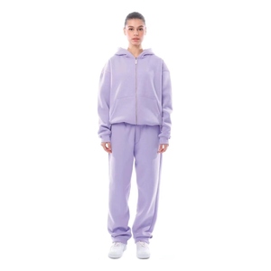 Conjunto Deportivo Ecológico para Mujer, Sudadera con Capucha y Cremallera, Pantalones Holgados de Manga Larga, Transpirable, Color Sólido - Product Image 4