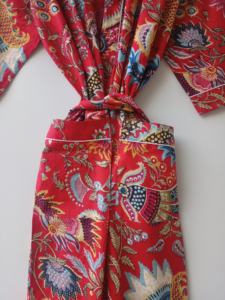 Albornoz Kimono de Algodón Acolchado Artesanal con Estampado Floral Hecho a Mano, Ropa de Dormir al por Mayor, Fabricante de Albornoces de Manga Larga - Product Image 4