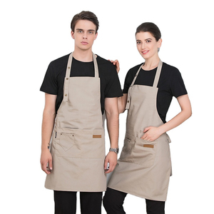 Red Cotton Apron with <b>Coffee</b> Print <b>Pocket</b> Restaurant Bar Use Unisex Wait Staff Uniform Woven Fabric Snap Closure Short Sleeve - Product Image 3