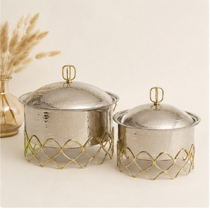 Olla de Acero Inoxidable Aislada con Tapa Dorada para Fiestas y Buffets, Plato para Servir Comida Caliente - Product Image 4