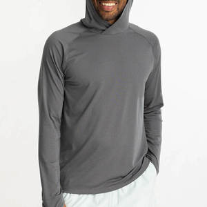 Chemise de pêche à manches longues pour homme, grise, à capuche, protection UV, performance UPF 50, couleur unie, pull-over - Product Image 1