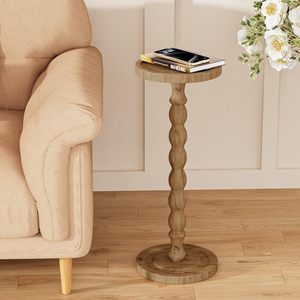 Wood Round <b>Side</b> <b>Table</b>, Solid Wood <b>Small</b> Drink <b>Table</b> for <b>Small</b> Spaces, Modern Accent <b>Tables</b>, End <b>Tables</b> for Living Room, Bedroom - Product Image 2