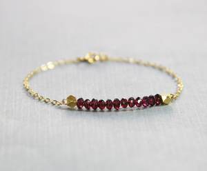 Garnet Bracelet 925 Sterling Silver 14k Gold Plated Chain January Birthstone Minimalist Women Jewelry Wholesale Supplier - Product Image 6