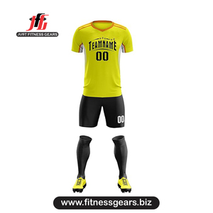 Custom Soccer Jersey Set Blue Short Sleeve Unisex Adult Moisture Wicking Sublimated Print Elastic Waist - Product Image 1