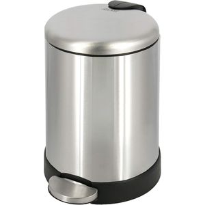 1.2 Gallon Round Stainless Steel Garbage <b>Bin</b> Soft Close <b>Lid</b> <b>with</b> Step Foot Pedal Metal Waste Basket Removable Inner Bucket - Product Image 1