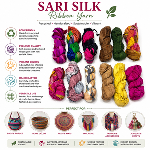 Hilo de Seda de Sari Reciclado, Hilo Textil Suave y Colorido Hecho a Mano para Tejer, Hacer Ganchillo, Manualidades y Proyectos de Bricolaje - Product Image 6