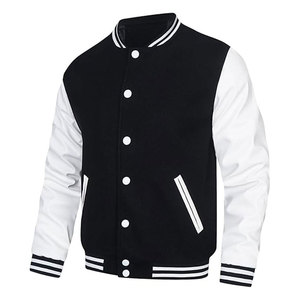 Mens Varsity <b>Jackets</b> Faux <b>Leather</b> Sleeve Letterman Boys College Baseball <b>Jacket</b> Stylish <b>Retro</b> Athletic Outerwear Casual - Product Image 2