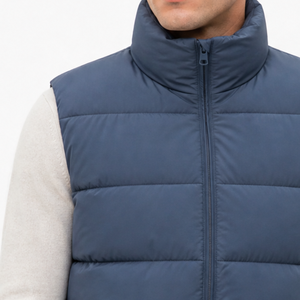 Wholesale Slate Blue Puffer Vest Men Stand Collar Winter Warm Sleeveless <b>Padded</b> Quilted Jacket - Product Image 3