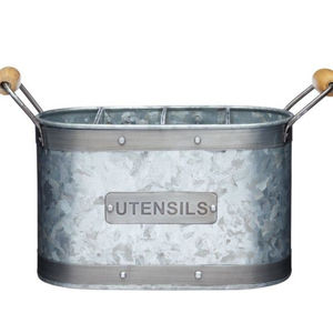Modern Farmhouse Galvanized Metal Utensil <b>Caddy</b> With Wooden Handle Kitchen Countertop Flatware Silverware Organizer Bucket Sale - Product Image 6