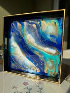 Bandeja de Servir de Resina Marina Hecha a Mano con Asas, Atractivo Diseño Artesanal, Bandeja de Resina de una Sola Pieza con Forma Personalizada - Product Image 5