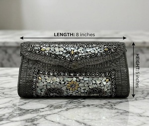Pochette de soirée rectangulaire en métal mosaïque de pierres, faite main, écologique, moderne, de luxe, pour femme, idéale pour les mariages et les fêtes, modèle Fs45 - Product Image 5