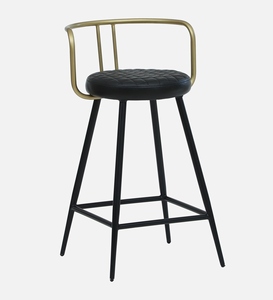 Metal bar Chair Gold Black Finish PU Leather Seating Modern Luxury <b>Adjustable</b> bar <b>Stool</b> Counter <b>Height</b> No Armrest Kitchen bar - Product Image 1