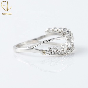 Round Cut Moissanite Wedding Band, 14K White Gold Criss Cross <b>Infinity</b> Twisted Band for Women Engagement Ring - Product Image 4