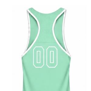 Débardeur de natation vert menthe et blanc, sans manches, dos nageur, léger, séchage rapide, respirant, pour l'entraînement et la performance athlétique - Product Image 4