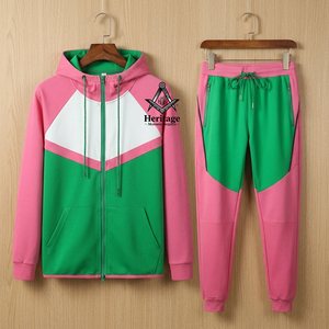 Conjunto Deportivo Informal Sólido de Alta Calidad para Mujer, Marca HMR, Diseño Personalizado de la Sociedad Alpha Kappa, con Capucha - Product Image 2