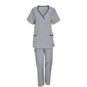 High Quality Stretch Medical Scrub <b>Set</b> Women Nursing Uniform V-Neck Short Sleeve Top Pants Hospital <b>Doctor</b> Dental Lab Workwear - Product Image 2