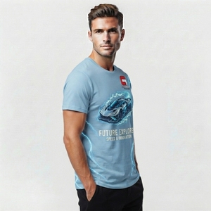 T-shirt pour homme de qualité supérieure avec impression graphique, vêtement élégant pour tous les jours avec des motifs graphiques détaillés, col confortable, respirant - Product Image 5