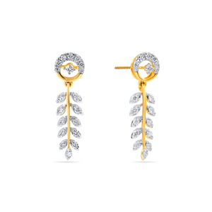 Pendientes románticos de oro de 14 quilates con diamantes de corte brillante redondo para mujer, para uso diario. - Product Image 2