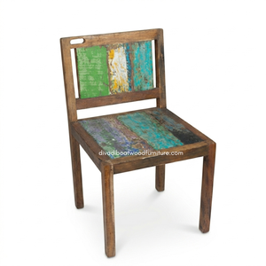 Handcrafted <b>Rustic</b> <b>Dining</b> <b>Chair</b> Reclaimed Boat Wood Eco-Friendly Original Color Indoor Outdoor Resort Home Villa Furniture - Product Image 1