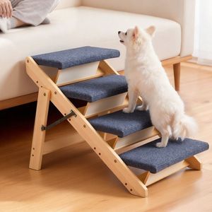 Escaleras de Madera de 4 Peldaños para Mascotas, para Camas, Sofás y Autos, Muebles para Gatos Estables y Resistentes con Capacidad de Carga de 150 Libras, Diseño Plegable Plano - Product Image 1