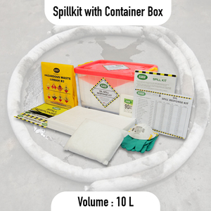 SABER Oil Spill Response Kit Clear Box with Red Lid Portable Industrial Leak Control - Product Image 2