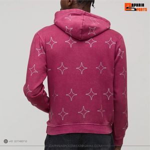 Sudadera con Capucha DAPHNIA Color Borgoña, Unisex, con Estampado de Estrellas con Pedrería, Corte Regular, Informal, de Invierno, de Alta Calidad, para Exteriores - Product Image 2