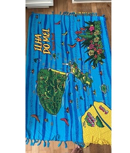 Paréo imprimé Ilha Do Mel pour femme, robe de plage maxi à franges, motif floral, séchage rapide, jupe de bain bleue - Product Image 1