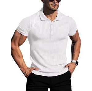 T-shirt en coton tricoté uni à manches courtes pour homme, décontracté, respirant, coupe classique, gris, avec logo personnalisé sur le devant - Product Image 3