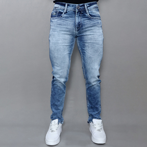 Jeans bleus extensibles pour hommes Gex, taille mi-haute, nouveau style, vente en gros sur mesure - Product Image 1