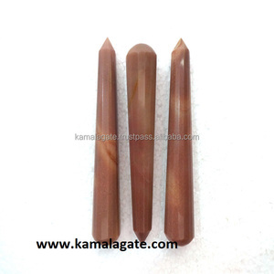Baguette de cristal de jaspe à facettes marron masseur de cristal de Quartz outil de Massage de guérison de pierres précieuses semi-précieuses fabriqué à la main - Product Image 2