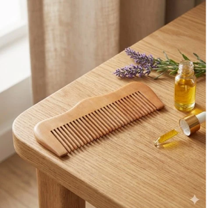 Peine de madera ligera con dientes anchos diseñado para desenredar el cabello suavemente, disponible a precios de mayoreo. - Product Image 3