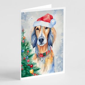 Whimsical Saluki Christmas A7 Greeting Cards Pack of 8 Blank Note Cards with <b>Envelopes</b> <b>5x7</b> Size - Product Image 1