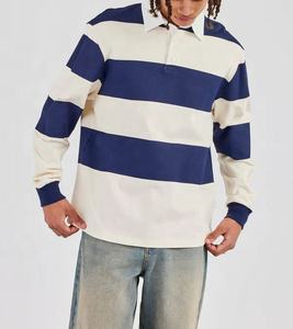 Sweat-shirt de sport en molleton bouclette 280 g/m² de haute qualité, personnalisé, en coton épais, avec col polo et rayures, pour homme - Product Image 2