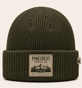Solid Olive Green Knit Beanie Winter <b>Hat</b> for <b>Men</b> and Women with Soft Warm Fabric Comfortable Casual Outdoor Streetwear Style - Product Image 1