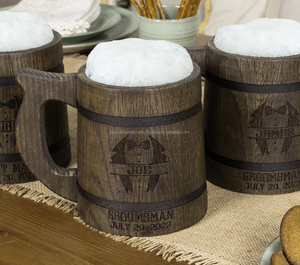 Mug en bois de haute qualité gravé, pour la bière et le vin, provenant d'un fournisseur indien - Product Image 4