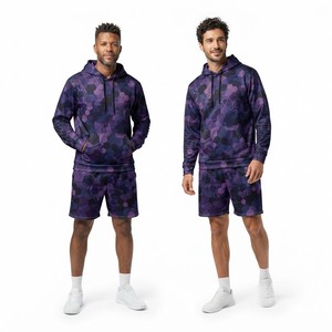 All Over Print <b>Mens</b> <b>Hoodie</b> <b>And</b> <b>Shorts</b> <b>Set</b> Custom Athletic Leisure Apparel Geometric Pattern Two Piece Outfit - Product Image 1