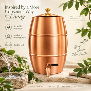 Distributeur d'eau en cuivre artisanal de qualité supérieure pour les bienfaits santé, idéal pour la maison, le bureau ou comme cadeau. Distributeur d'eau 100% cuivre pur. - Product Image 3