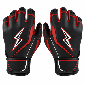 Gant de frappeur en cuir tressé noir et rouge SINEWY SPORTS, main droite, rembourré, fermeture auto-agrippante, durable, unisexe, pour entraînement adulte - Product Image 2