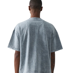 T-shirt Homme Oversize Col Rond Épaules Tombantes Manches Courtes Amples Coupe Boxy Effet Délavé Décontracté Streetwear Coton Personnalisé Vente en Gros - Product Image 2