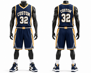 Blue Orange Custom Basketball Uniform Jersey and Shorts Set Breathable Mesh <b>Athletic</b> Team Wear Bulk Wholesale Manufacturer - Product Image 4