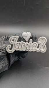 Colgante de Moissanita Chapado en Rodio con Letra y Diseño de Corazón, Engaste de Canal, Joyería de Lujo Unisex, Regalo - Product Image 3