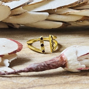Trend Top Choice Garnet <b>Ring</b> Boho Brass <b>Ring</b> For Men 18k Gold Plated Geometric <b>Open</b> Band <b>Ring</b> Wholesale Statement Handmade <b>Ring</b> - Product Image 3
