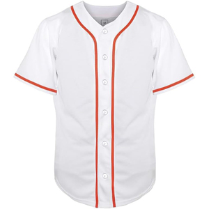 Maillot de baseball classique blanc traditionnel avec des bordures à fines rayures rouges unisexes, haut de performance pour activités sportives - Product Image 1