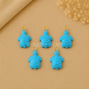 Pendentif en pierre précieuse sculptée tortue turquoise 18 mm pour la fabrication de bijoux, fournitures artisanales en gros, breloque animale - Product Image 1