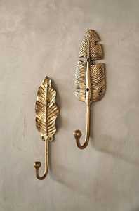 Crochets muraux en métal en forme de feuille de palmier dorée, lot de 2, design moderne antirouille pour le rangement des vêtements - Product Image 6