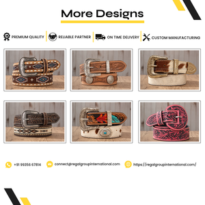 Wholesale Western Leather <b>Belt</b> for Men Women Hand Tooled Basketweave Cowboy <b>Belt</b> with Multicolor Beads Engraved <b>Silver</b> <b>Buckle</b> - Product Image 5