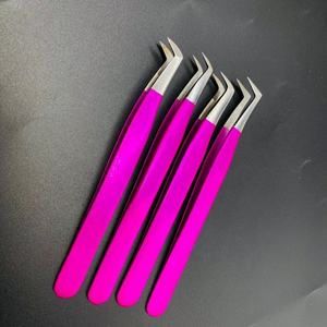 Pince à épiler professionnelle en acier durable rose métallique de haute qualité 45 degrés beauté pointue marque privée - Product Image 2