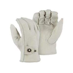 2025 Gants de conduite blancs de qualité supérieure en cuir pur avec poignet boutonné réglable pour un meilleur ajustement - Product Image 2