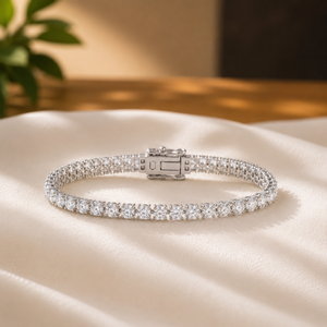 Pulsera de Lujo para Mujer Chapada en Oro con Moissanita, Corte Brillante Redondo, Engaste de Diamantes en Canal, Joyería para Fiesta - Product Image 5